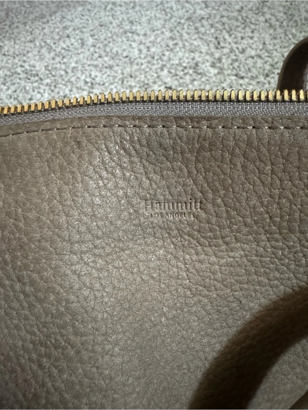 Hammitt Taupe Pebbled Leather Shoulder Bag with Gold Hardware